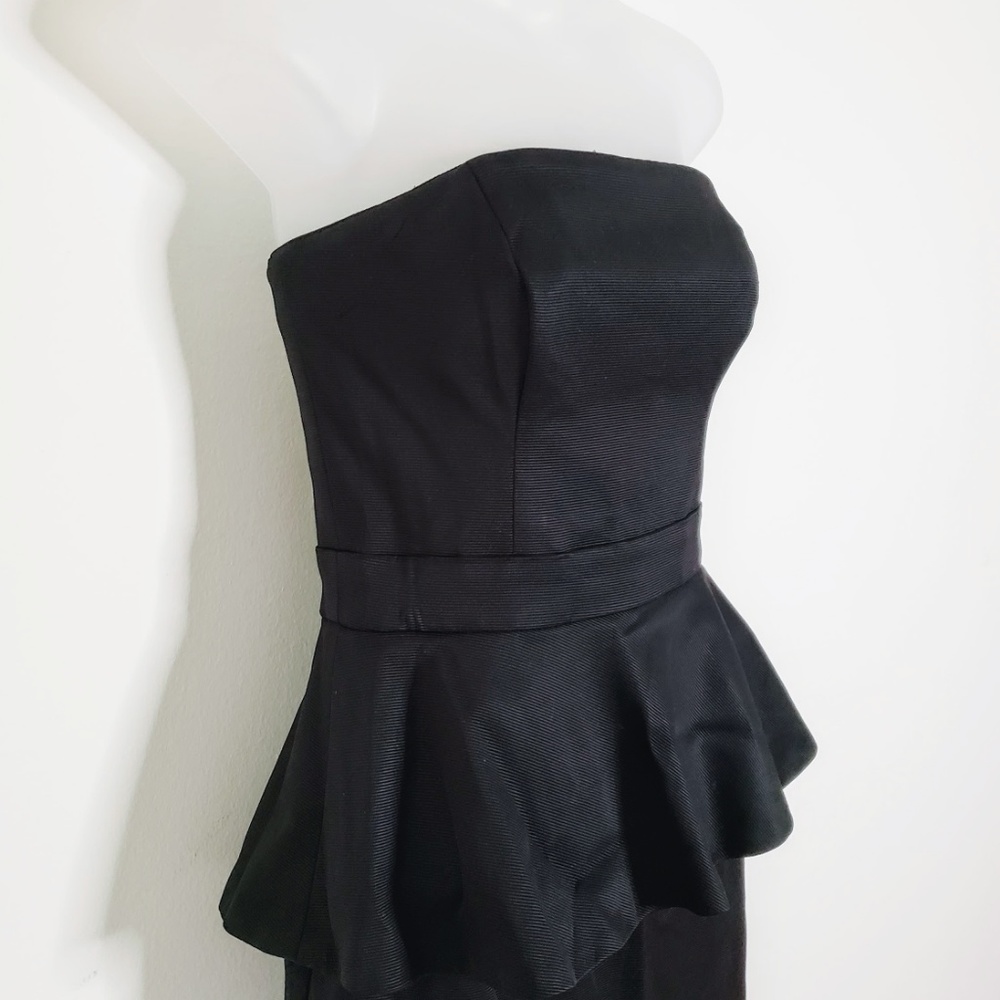 WHBM Black Strapless Peplum Sheath Dress - Picture 2 of 8